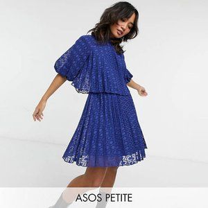 ASOS DESIGN Petite high neck pleated double layer mini dress
